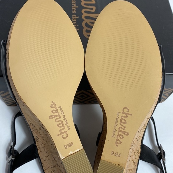 Charles David Lolly black cork wedge ankle strap sandals size 9.5 NIB - Picture 6 of 7